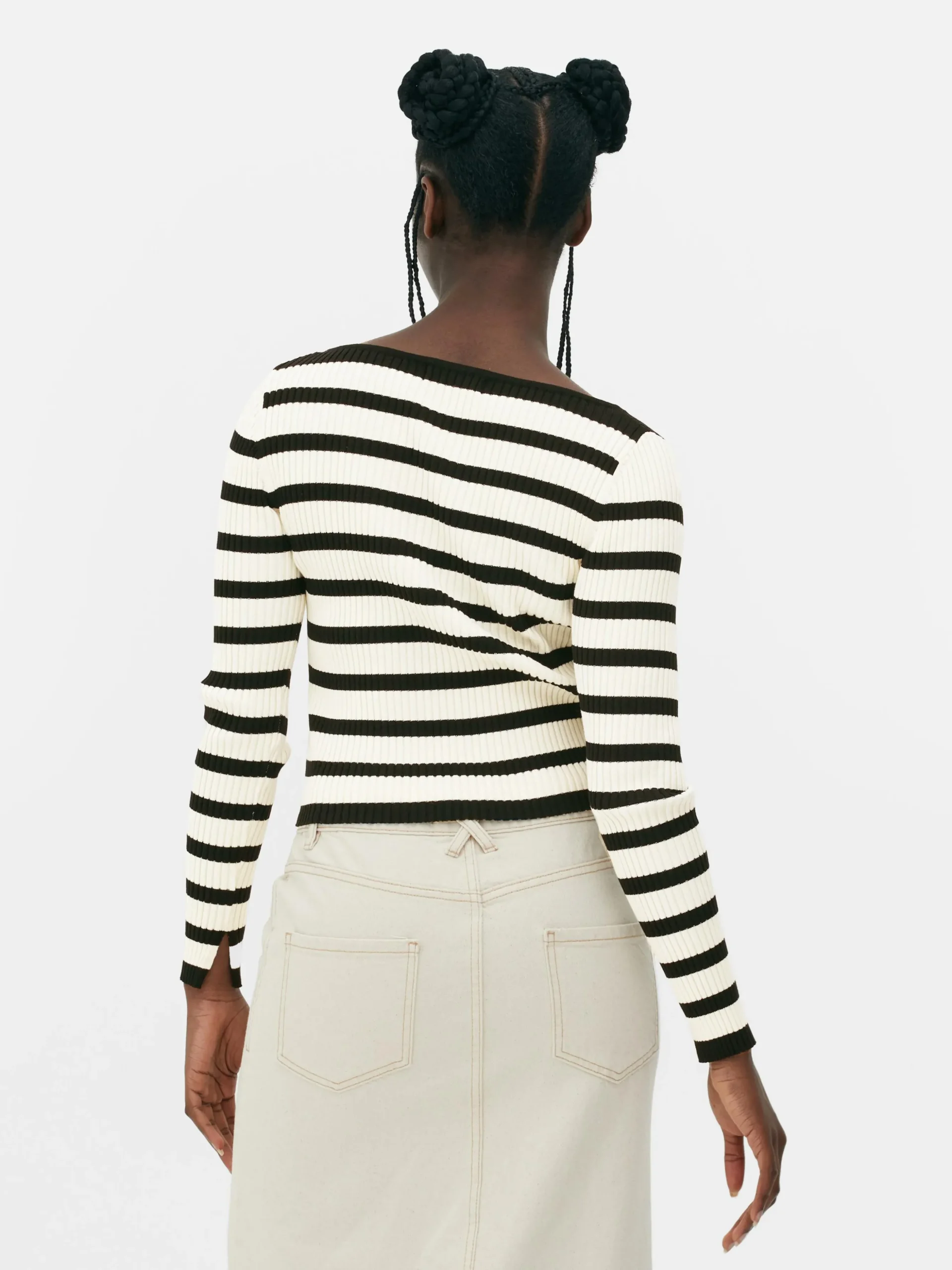 Top Acanalado Con Cuello Barco