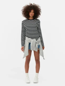 Top De Manga Larga Y Cuello Redondo