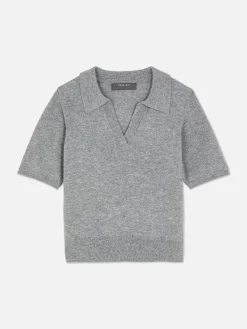 Top De Punto Fino Y Manga Corta Con Cuello