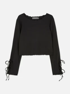 Top Fruncido Con Lazadas En Las Mangas