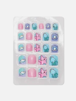 Uñas Postizas A Presión Con Motivos Marinos