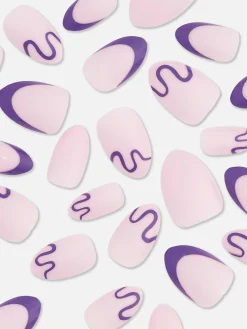 Uñas Postizas Almendradas Con Espiral Brillante PS...