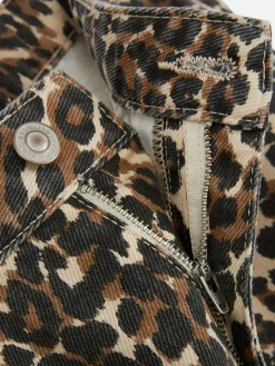 Vaqueros De Corte Bombacho Con Estampado De Leopardo