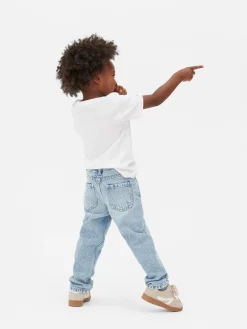 Vaqueros De Pernera Recta Con Efecto Desgastado