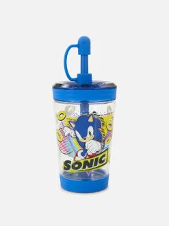 Vaso Transparente Y Pajita De Sonic, El Erizo