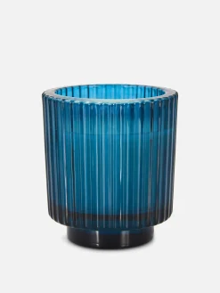 Vela En Vaso De Vidrio Estriado