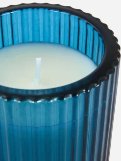 Vela En Vaso De Vidrio Estriado