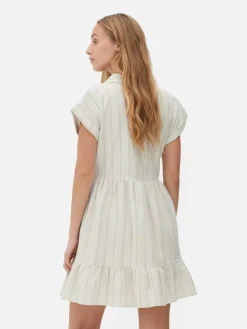 Vestido Corto Camisero De Manga Corta