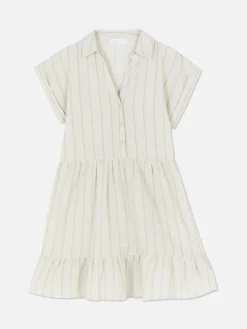 Vestido Corto Camisero De Manga Corta