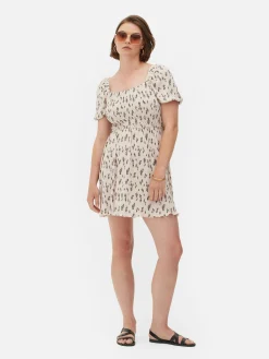 Vestido Corto Fruncido Y Plisado