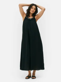 Vestido De Playa Largo Con Conchas Sintéticas