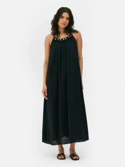 Vestido De Playa Largo Con Conchas Sintéticas