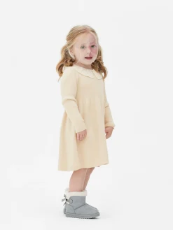 Vestido De Punto Con Cuello Bordado