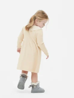 Vestido De Punto Con Cuello Bordado