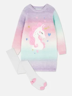 Vestido De Punto Con Unicornio Y Pantis A Juego