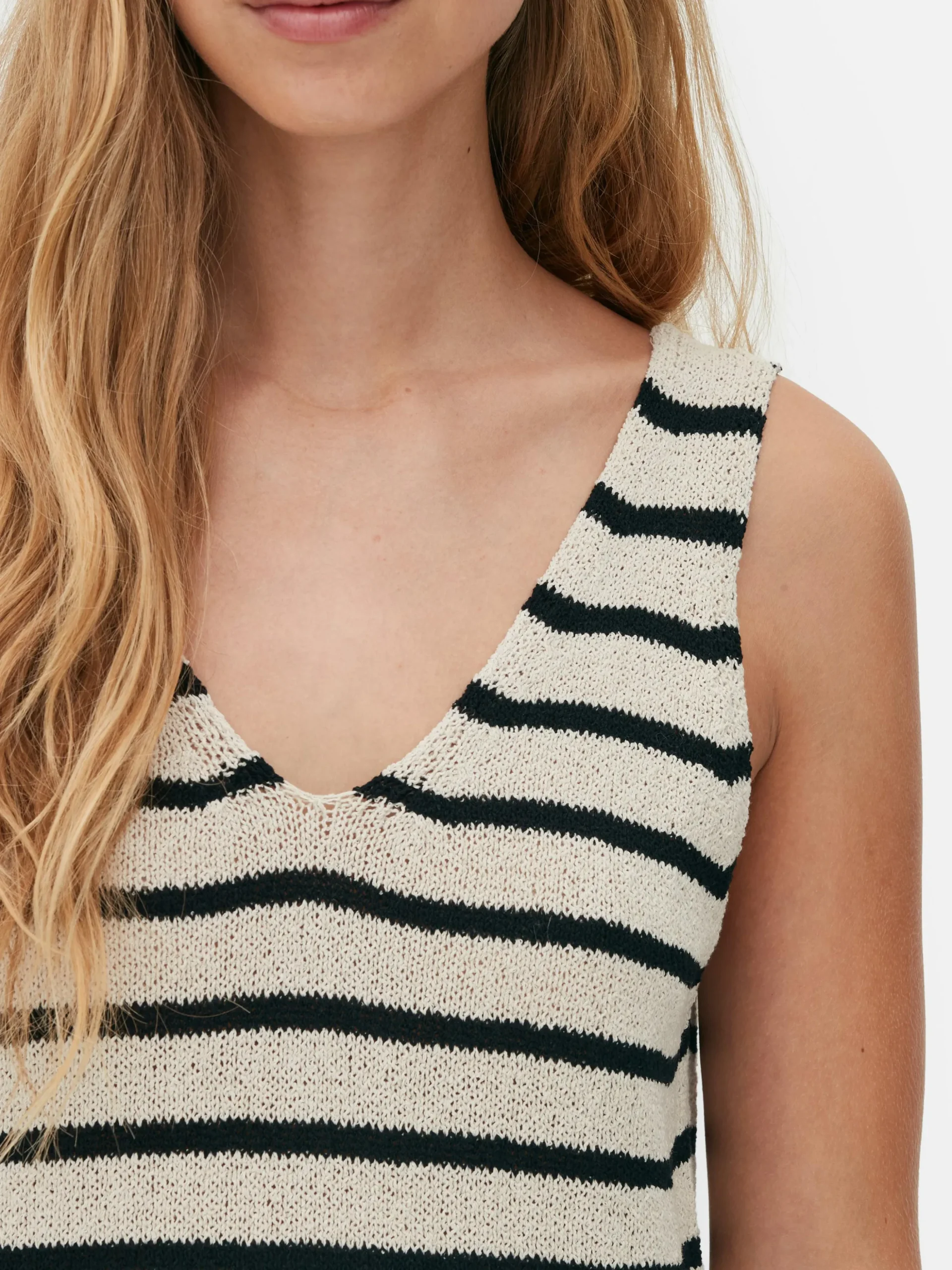 Vestido Midi De Punto A Rayas