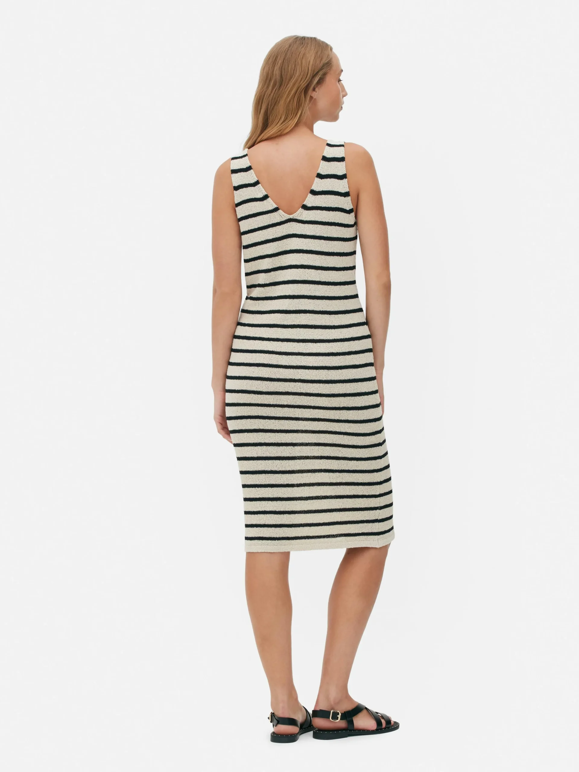 Vestido Midi De Punto A Rayas