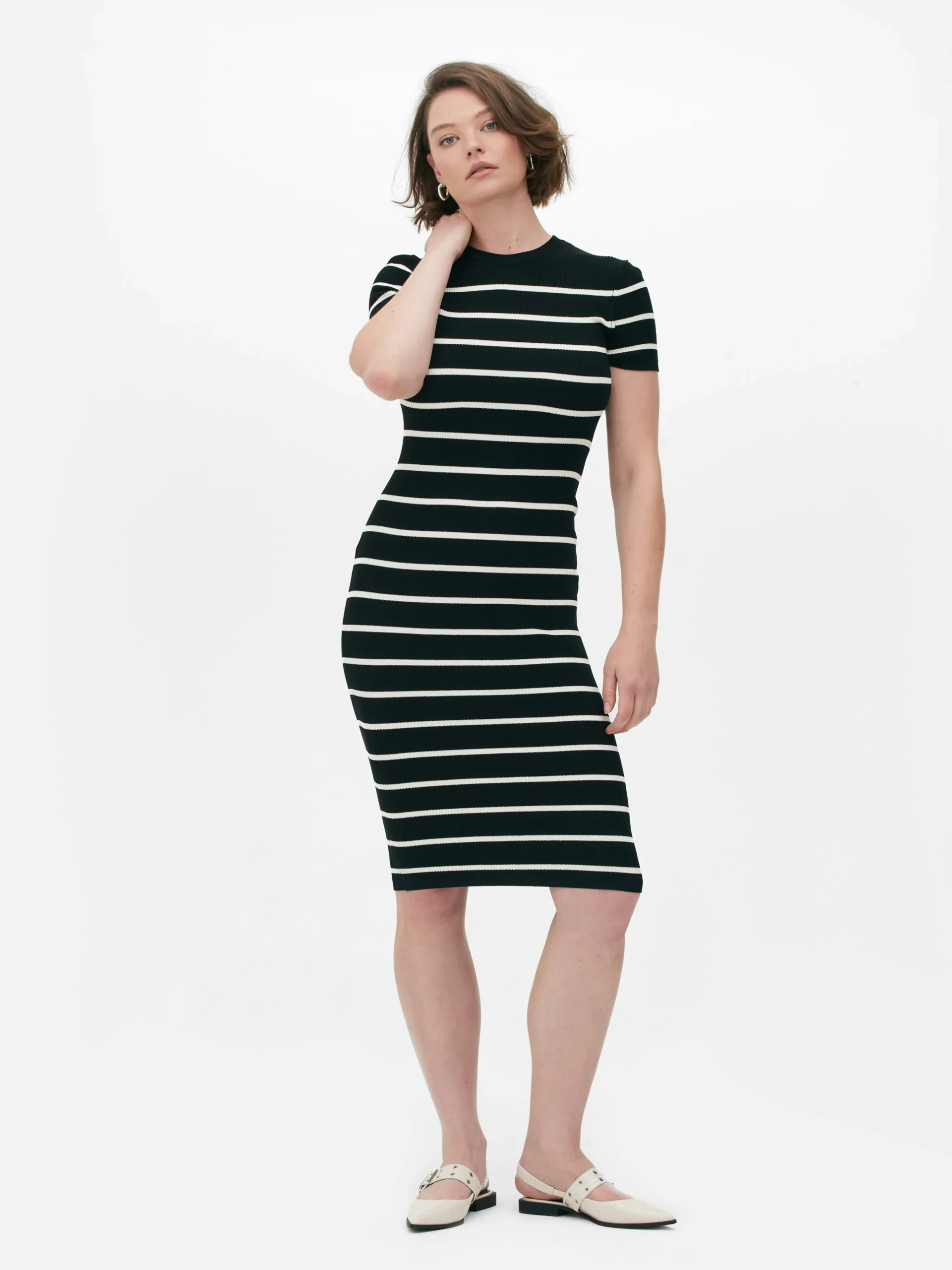 Vestido Midi De Tipo Jersey Y Manga Corta