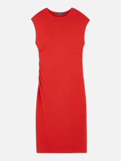 Vestido Midi Fruncido Sin Mangas